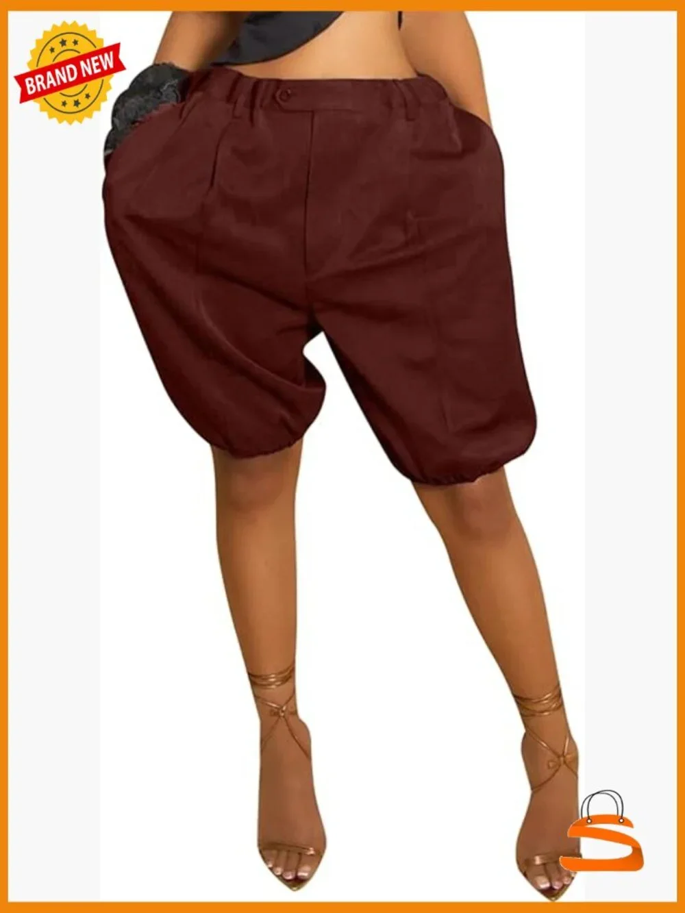 Women Baggy Bermuda Shorts High Waisted Wide Leg Elastic Waist Jorts Y2K